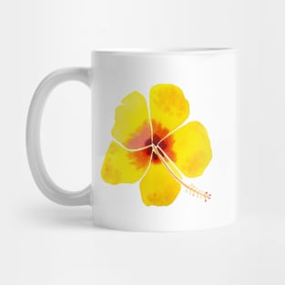 Yellow Hibiscus with a white background Mug